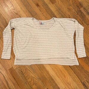 FP Beach Cream Striped 3/4 Sleeve Top OS